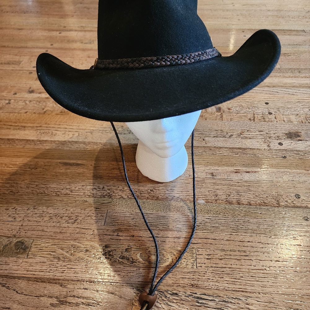 Men's Lite Felt Montrose Black Western Felt Cowboy Hat with Chin Strap